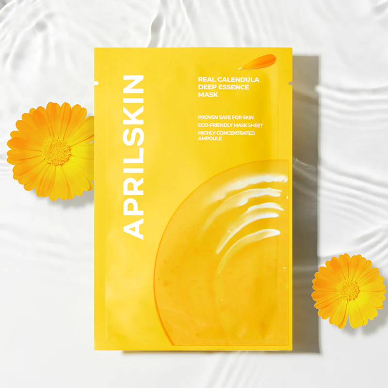 Masque tissu apaisant APRILSKIN calendula 20g - Soin hydratant peaux sensibles K-Beauty